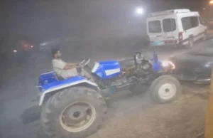 कालाढूंगी में ट्रैक्टर से जानलेवा हमला, कार को तीन बार मारी टक्कर!