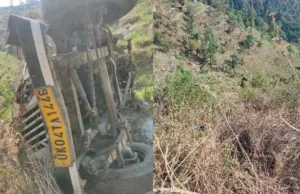 नैनीताल धारी में मैक्स खाई में गिरी: 2 की मौत, 4 घायल