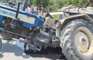 चोरगलिया–सितारगंज मार्ग पर भीषण हादसा: तेज रफ्तार कार की टक्कर से ट्रैक्टर दो हिस्सों में बंटा