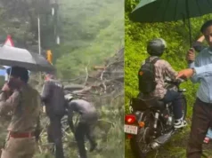 हल्द्वानी-नैनीताल हाईवे पर गिरा विशाल चीड़ का पेड़, कुमाऊं आयुक्त दीपक रावत ने खुद संभाला मोर्चा