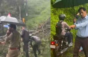 हल्द्वानी-नैनीताल हाईवे पर गिरा विशाल चीड़ का पेड़, कुमाऊं आयुक्त दीपक रावत ने खुद संभाला मोर्चा